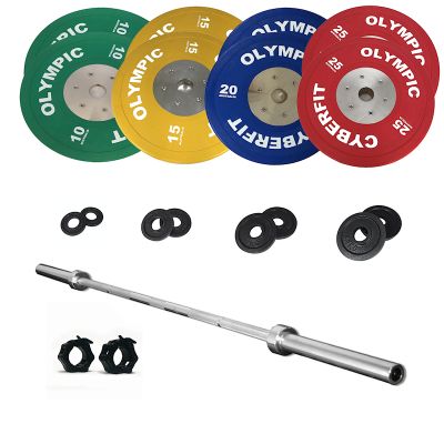 Olympic Bumper Plates Set 167kg Bumper with 1000lb Bar