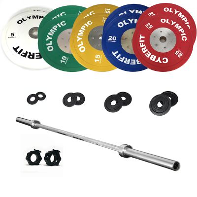 Olympic Bumper Plates Set 177kg with 1000lb Bar