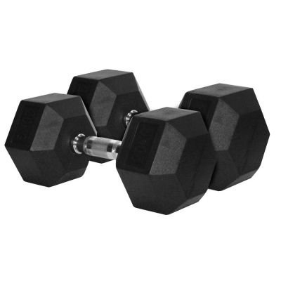 20kg Rubber Hex Dumbbells Pair