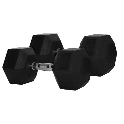 22.5kg Rubber Hex Dumbbells Pair