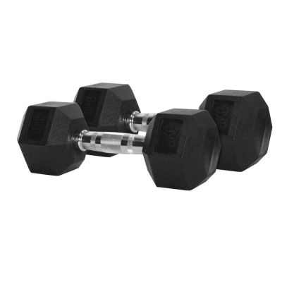 9kg Rubber Hex Dumbbells Pair