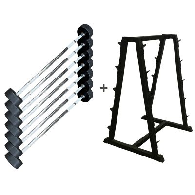 Commercial Rubber Barbells Set 10-40kg with Rack