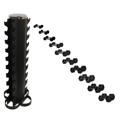 Rubber Hex Dumbbells Set 1-10kg with Rack