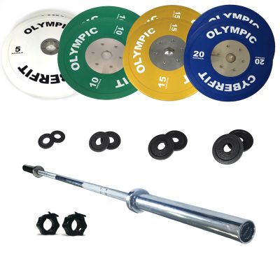 Olympic Bumper Plates Set 127kg with 1000lb bar
