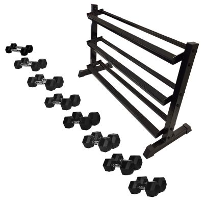 Hex Dumbbell Set 5-40kg (11 pairs) with 3 Tier Rack