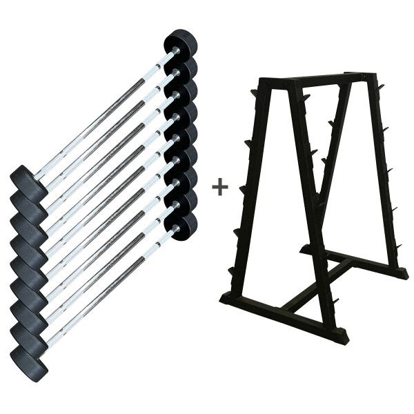 commercial-barbells-10-50kg-with-storage-rack