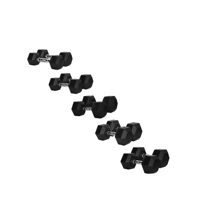 Hex Dumbbell Set 5-25kg (5 pairs) with 3 Tier Rack